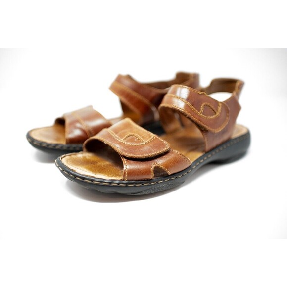 Josef Seibel brown leather sandals EU41 us 9.5 adjustable straps hook and loop - Picture 1 of 10